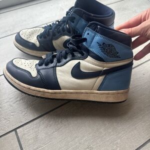 Air Jordan High-Top Sneakers - Blue and Cream